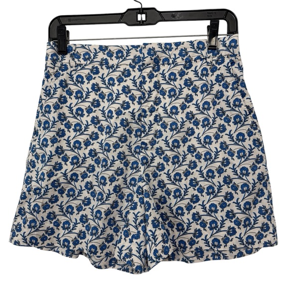 Zara Blue And White Floral Print Shorts Size Medium - Picture 1 of 7